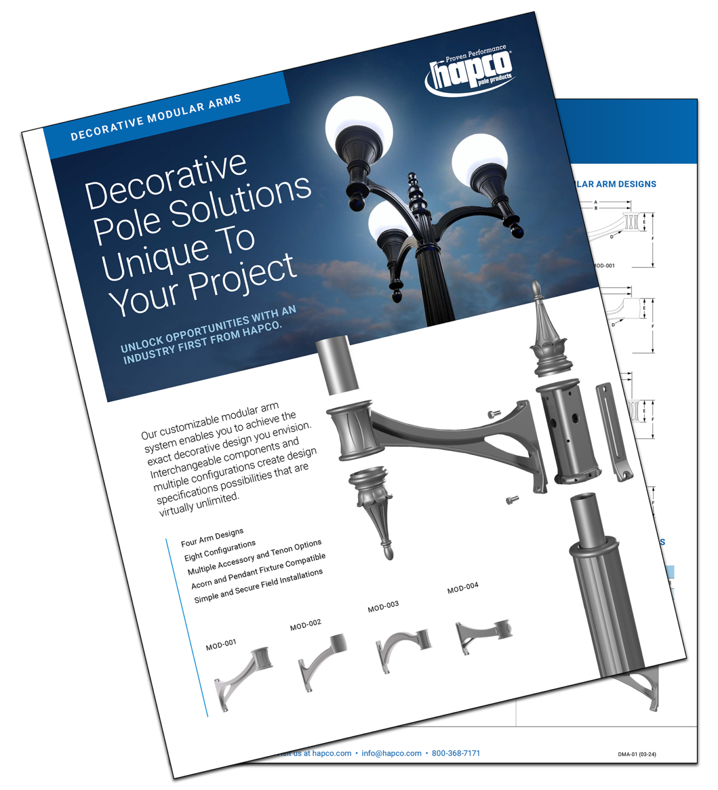 Modular Segmented Arm Decorative Modular Arms - Hapco Pole Products