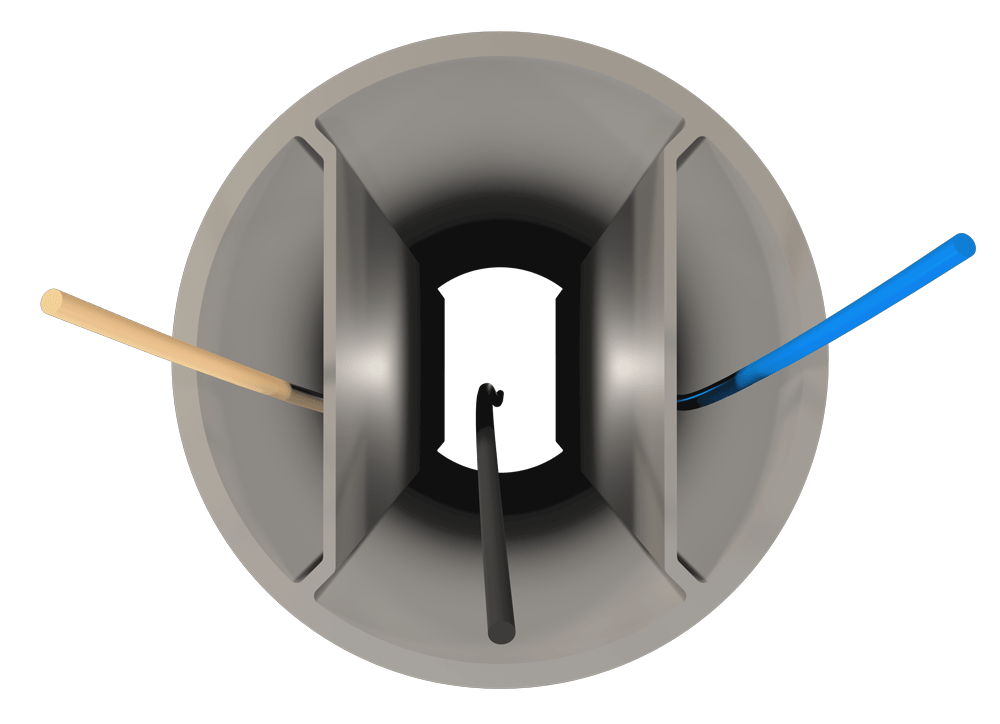 top down view of I-Chamber pole with wires