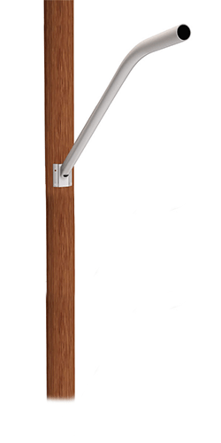 aluminum bracket arm on wooden pole
