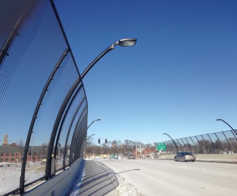 Custom Hapco Curved pole on a bridge