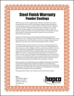 steel finish warranty