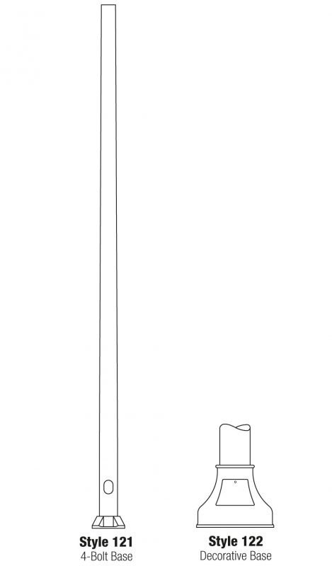 Drawing of Hapco Style 121 and 122 Pedestal Poles